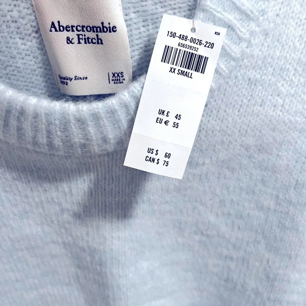 Abercrombie Baby Blue Fuzzy Sweater | XXS | NWT | Soft & Cozy - Picture 3 of 4